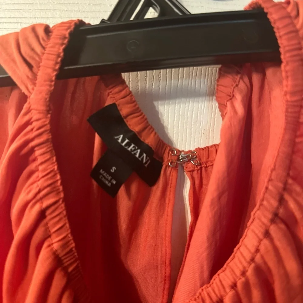 Alfani Orange Size Small Long Sleeve Ruched Open-Shoulder Blouse - Picture 4 of 5